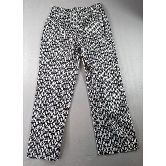 Talbots Petite Geometric Print Pants Women's Size 8 Black‎ White Stretch - Picture 3 of 7